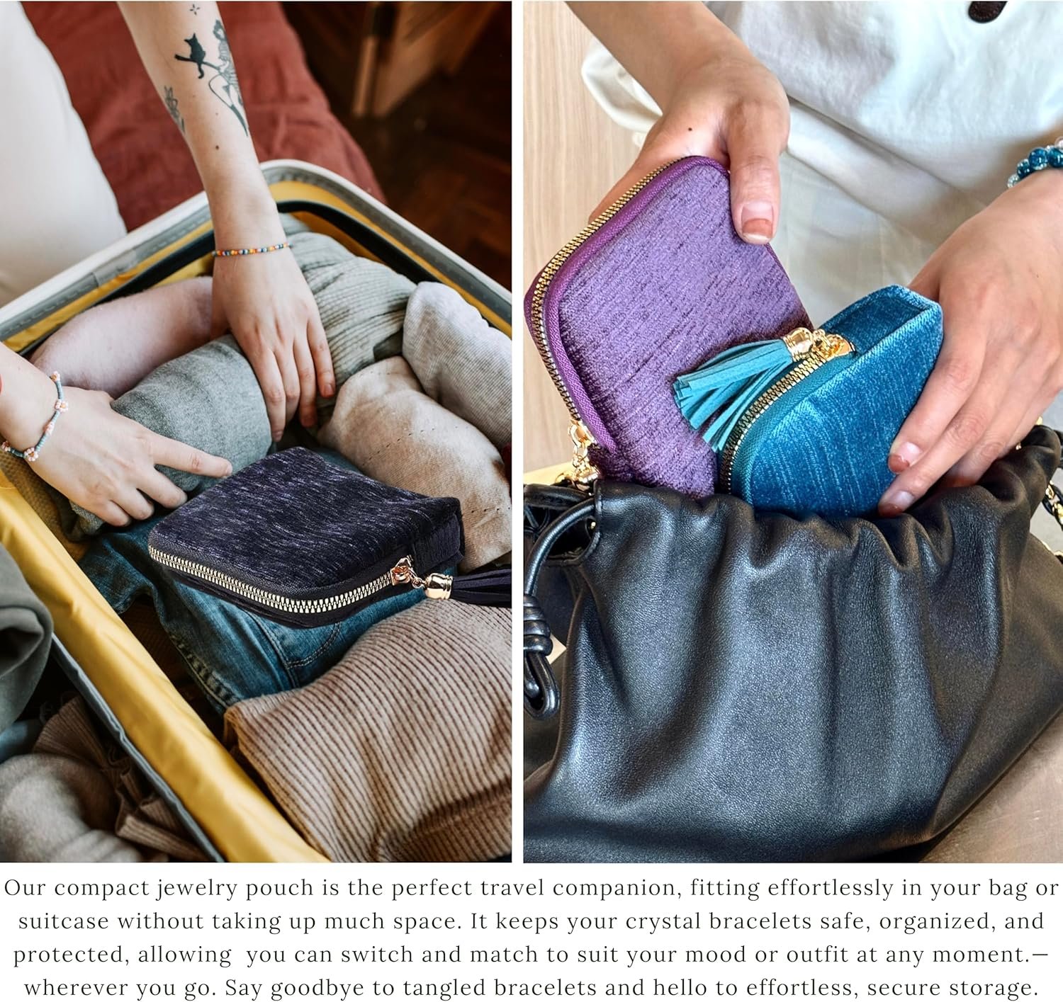 Private Label Travel Jewelry Case Organizer Portable Pouch with Custom Logo Tassel Zipper for Rings Crystal Bracelets Valentines Day Gift for Women Peacock Blue Manufacturer