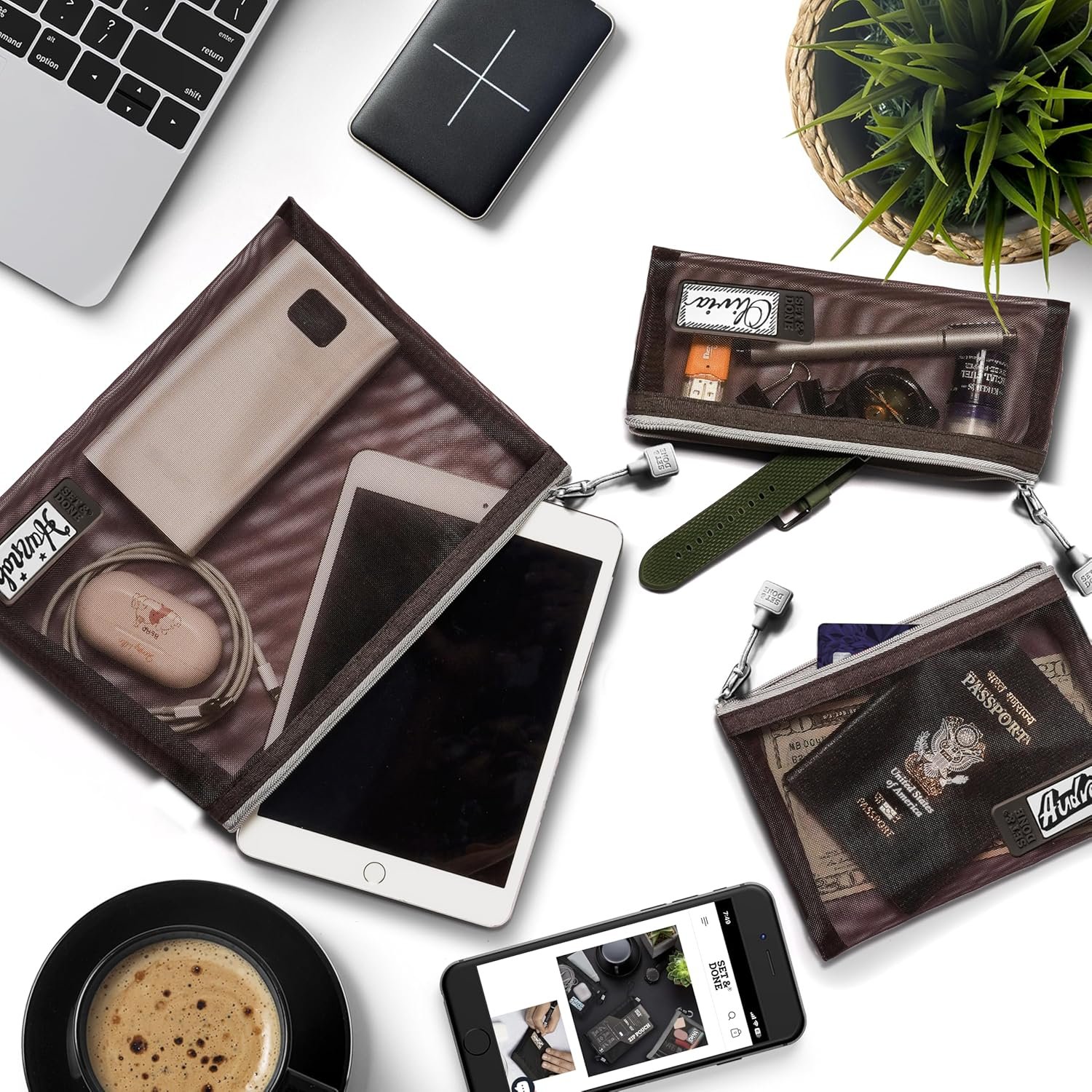 Private Label Flexi Mesh Zipper Pouch – Durable Clear Nylon Storage Bag with Custom Logo Name Tab for Makeup Travel Diaper Bag Office Organizing Supplier