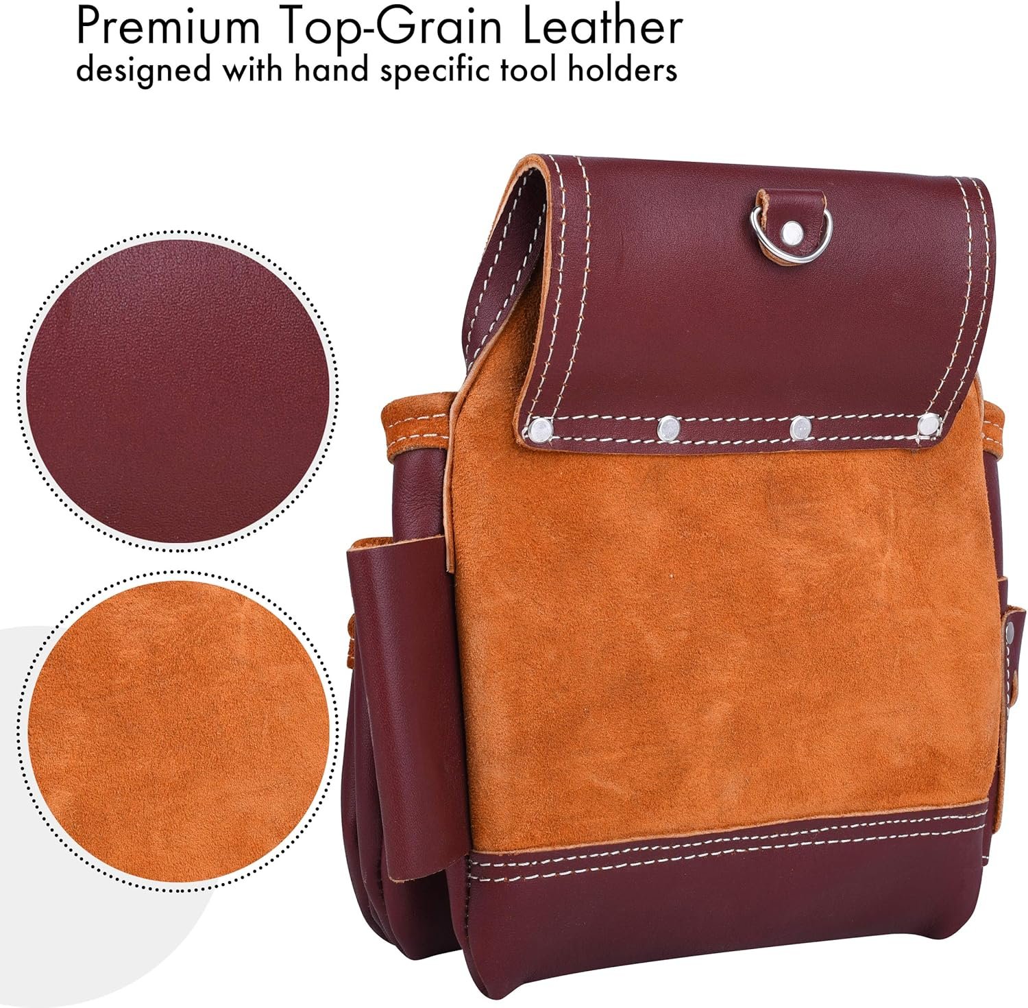 Manufacturer Full Grain Leather Tool Belts for Men Heavy-Duty Carpenter Tool Rig Organizer with 17 Pockets Hammer Holder 4 Suspender Loops Custom Logo Foam-Padded Belt for Framers and Electricians Private Label