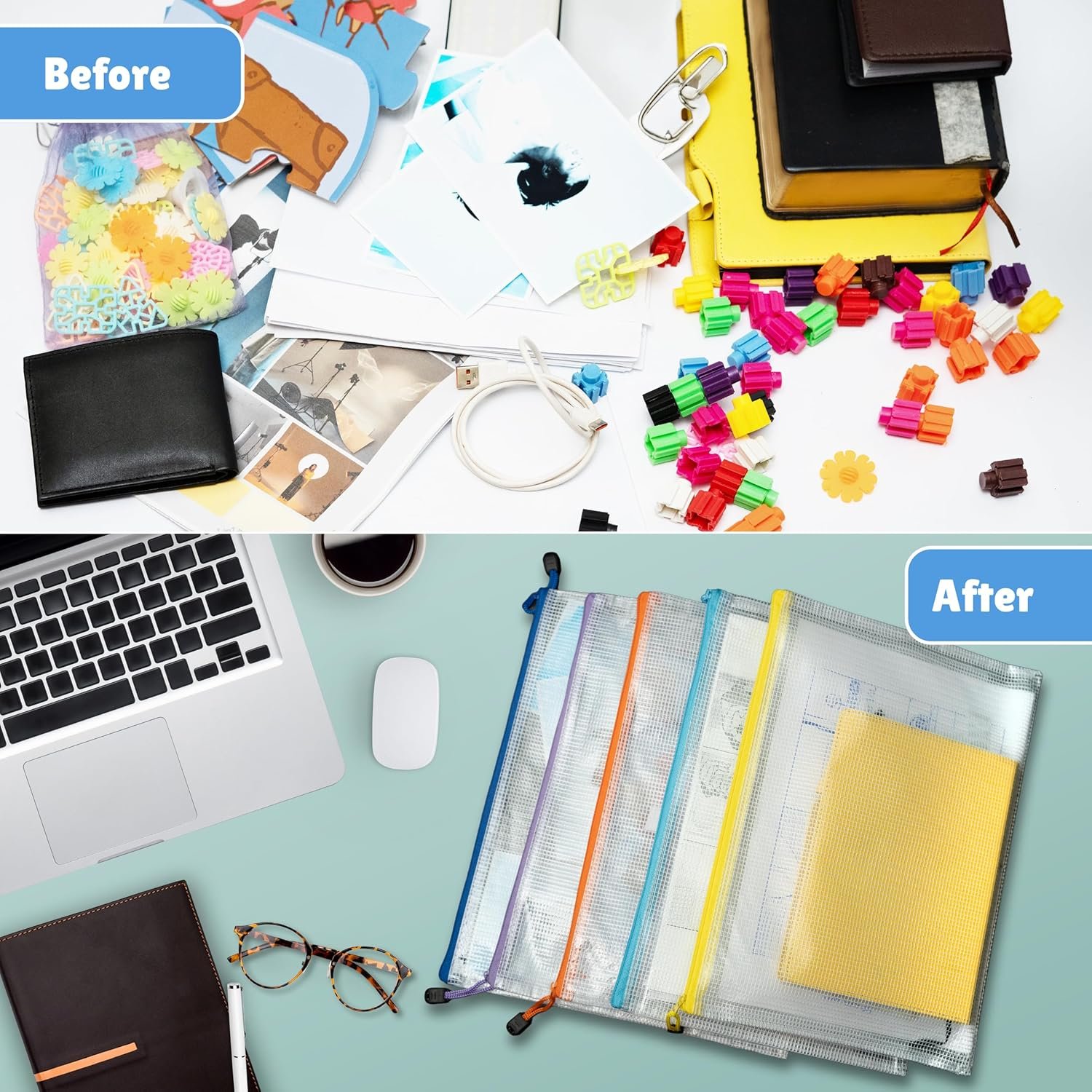 Custom Logo 24 Pcs A3 (16x12 Inches) Large Waterproof Mesh Zipper Pouch Bags Reusable Private Label for Board Game & Puzzle Storage Classroom Office Organization Manufacturer 8 Colors