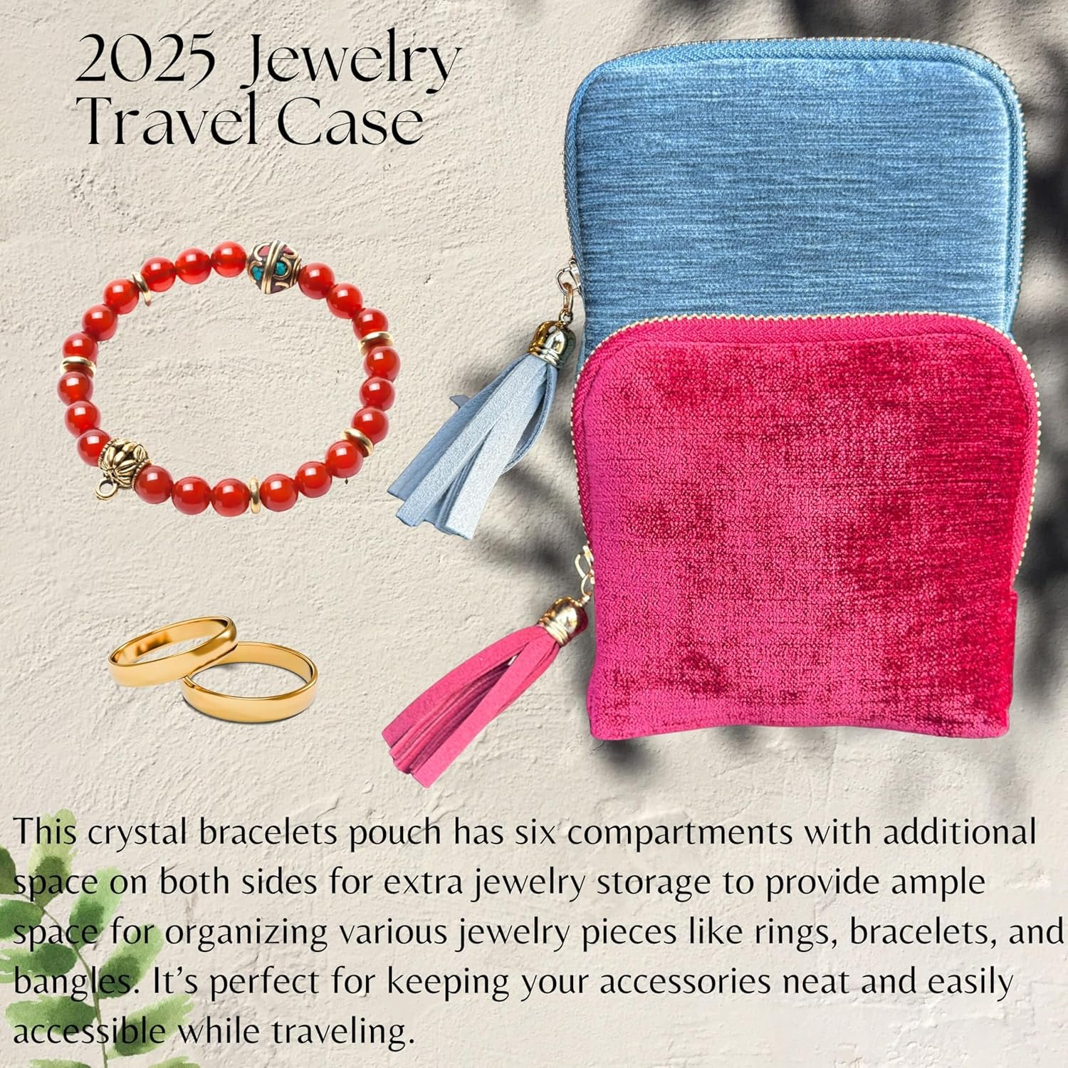 Private Label 2026 Travel Jewelry Case Organizer Portable Pouch for Rings Crystal Bracelets Bangles with Tassel Zipper Custom Logo Valentines Day Gifts for Women Wine Red Supplier