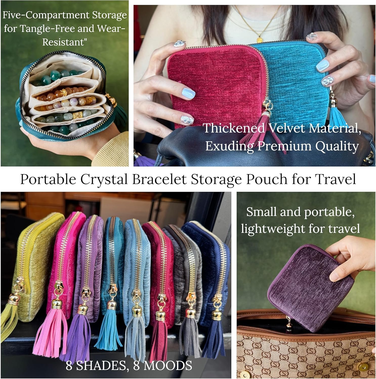 Private Label 2026 Travel Jewelry Case Organizer Portable Pouch for Rings Crystal Bracelets Bangles with Tassel Zipper Custom Logo Valentines Day Gifts for Women Wine Red Supplier