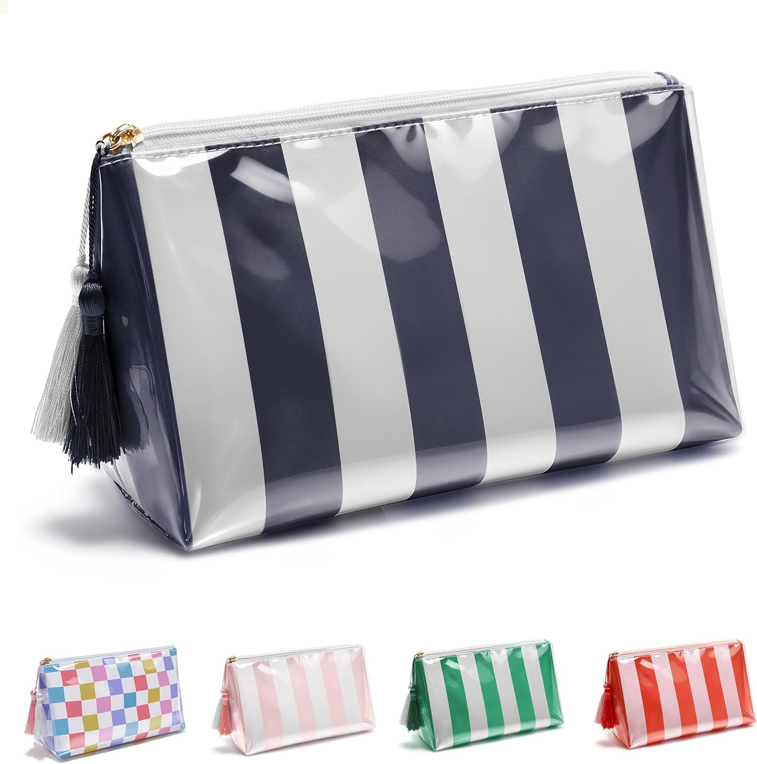 Custom Logo Small Clear Coated Cosmetic Bags Private Label Waterproof Travel Makeup Organizer Zipper Pouch Manufacturer for Women Girls Purse Beach Summer Vacation Essentials Gifts