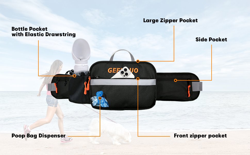 Private Label Dog Training Treat Pouch Large Dog Walking Fanny Pack Custom Logo with Removable Snack Pouch Water Holder Poop Bag Dispenser Waterproof Zipper Adjustable Strap Supplier