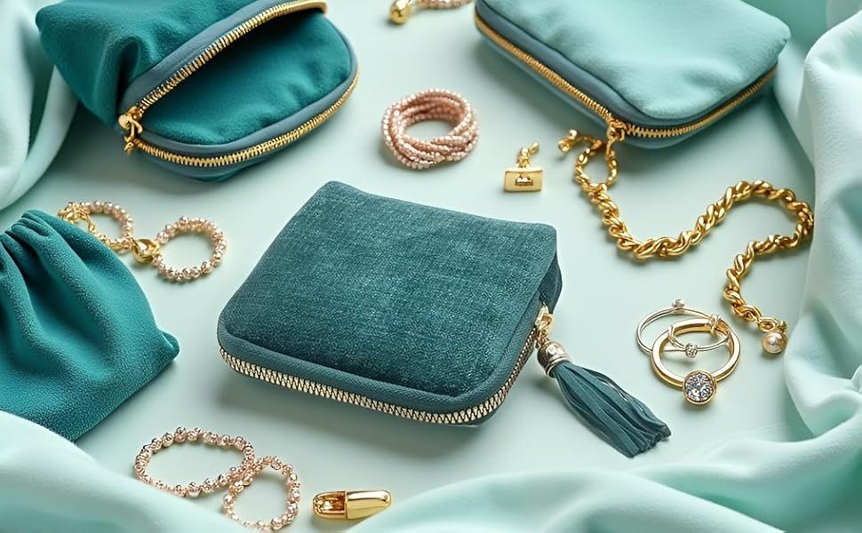 Private Label Small Travel Jewelry Organizer Case with Custom Logo Tassel Zipper for Bracelets Necklaces Bangles Manufacturer Storage Bag Gift for Women Girls