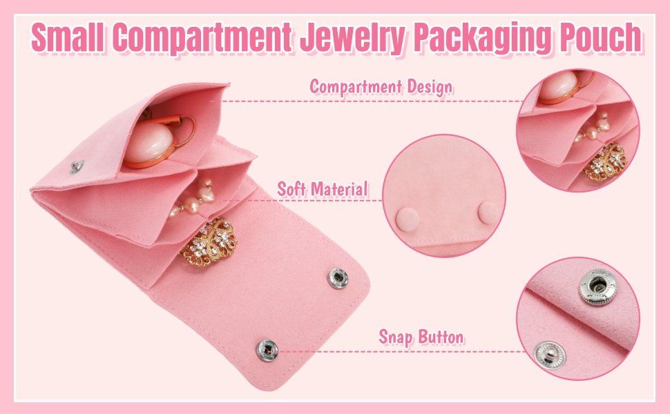 Private Label 4 Pieces Small Microfiber Jewelry Bags with 3 Compartments Custom Logo Lightweight Travel Organizer Rolls for Rings Earrings Bracelets Necklaces Manufacturer